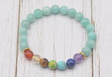 CGB6272 8mm peru amazonite 7 chakra beaded mala stretchy bracelets