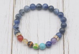 CGB6278 8mm sodalite 7 chakra beaded mala stretchy bracelets