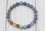 CGB6279 8mm dumortierite 7 chakra beaded mala stretchy bracelets