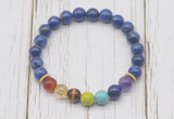 CGB6280 8mm lapis lazuli 7 chakra beaded mala stretchy bracelets