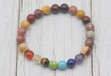 CGB6289 8mm mookaite 7 chakra beaded mala stretchy bracelets