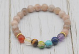 CGB6317 8mm sunstone 7 chakra beaded mala stretchy bracelets