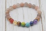 CGB6318 8mm rainbow moonstone 7 chakra beaded mala stretchy bracelets