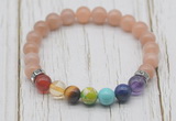 CGB6319 8mm moonstone 7 chakra beaded mala stretchy bracelets