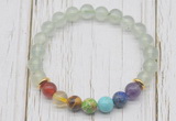 CGB6320 8mm prehnite 7 chakra beaded mala stretchy bracelets