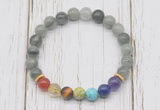 CGB6321 8mm seaweed quartz 7 chakra beaded mala stretchy bracelets