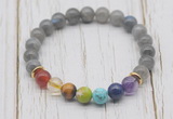 CGB6324 8mm labradorite 7 chakra beaded mala stretchy bracelets