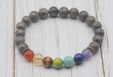 CGB6326 8mm rainbow labradorite 7 chakra beaded mala stretchy bracelets