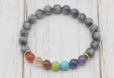 CGB6327 8mm eagle eye jasper 7 chakra beaded mala stretchy bracelets