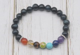 CGB6333 8mm blue tiger eye 7 chakra beaded mala stretchy bracelets