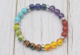 CGB6341 8mm 7 chakra gemstone beaded mala stretchy bracelets