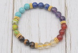 CGB6342 8mm 7 chakra gemstone beaded mala stretchy bracelets