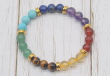 CGB6343 8mm 7 chakra gemstone beaded mala stretchy bracelets