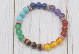 CGB6344 8mm 7 chakra gemstone beaded mala stretchy bracelets