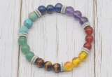 CGB6345 8mm 7 chakra gemstone beaded mala stretchy bracelets