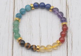 CGB6346 8mm 7 chakra gemstone beaded mala stretchy bracelets