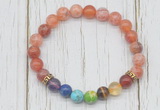 CGB6353 8mm fire agate 7 chakra beaded mala stretchy bracelets