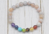 CGB6356 8mm colorful agate 7 chakra beaded mala stretchy bracelets