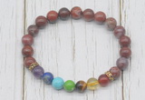 CGB6359 8mm Portuguese agate 7 chakra beaded mala stretchy bracelets