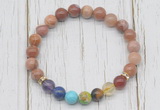 CGB6360 8mm wooden jasper 7 chakra beaded mala stretchy bracelets