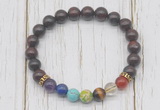 CGB6361 8mm brecciated jasper 7 chakra beaded mala stretchy bracelets