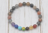 CGB6362 8mm fancy jasper 7 chakra beaded mala stretchy bracelets