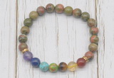 CGB6367 8mm unakite 7 chakra beaded mala stretchy bracelets