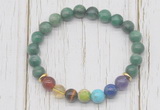 CGB6372 8mm African jade 7 chakra beaded mala stretchy bracelets