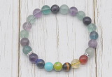 CGB6374 8mm fluorite 7 chakra beaded mala stretchy bracelets