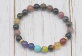 CGB6375 8mm tourmaline 7 chakra beaded mala stretchy bracelets