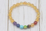 CGB6377 8mm citrine 7 chakra beaded mala stretchy bracelets