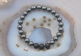 CGB6404 8mm round hematite & black lava beaded bracelets