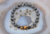 CGB6414 8mm round black labradorite & yellow tiger eye beaded bracelets