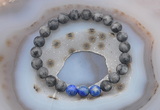 CGB6416 8mm round matte black labradorite & lapis lazuli  beaded bracelets