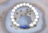 CGB6417 8mm round matte white howlite & lapis lazuli  beaded bracelets