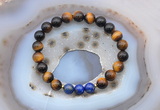 CGB6418 8mm round yellow tiger eye & lapis lazuli  beaded bracelets