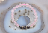 CGB6422 8mm round rose quartz & garnet beaded bracelets