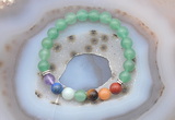 CGB6429 8mm round green aventurine 7 chakra beads bracelet wholesale