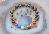 CGB6434 8mm round yellow tiger eye 7 chakra beads bracelet wholesale