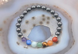 CGB6435 8mm round hematite 7 chakra beads bracelet wholesale