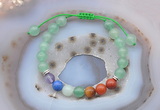 CGB6443 8mm round green aventurine 7 chakra beads adjustable bracelets