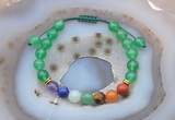 CGB6444 8mm round green agate 7 chakra beads adjustable bracelets