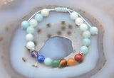 CGB6445 8mm round amazonite 7 chakra beads adjustable bracelets