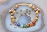 CGB6447 8mm round picture jasper 7 chakra beads adjustable bracelets