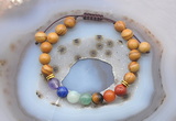 CGB6448 8mm round wooden jasper 7 chakra beads adjustable bracelets