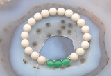 CGB6471 8mm round matte white fossil jasper & green agate beaded bracelets