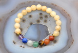 CGB6498 8mm round honey jade 7 chakra beads bracelet wholesale