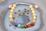 CGB6502 8mm round honey jade 7 chakra beads adjustable bracelets