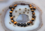 CGB6581 8mm round yellow tiger eye & black lava adjustable bracelets