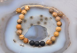 CGB6584 8mm round picture jasper & black lava adjustable bracelets